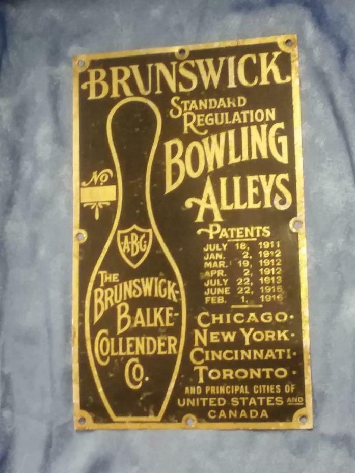 Brunswick Balke Collender Bowling Alleys Sign 1916 American Bowling Congress