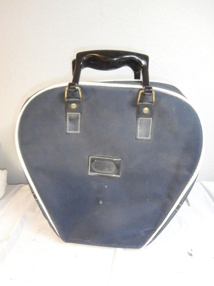 Vintage LEEDS double handle BOWLING BALL BAG w/ name tag window