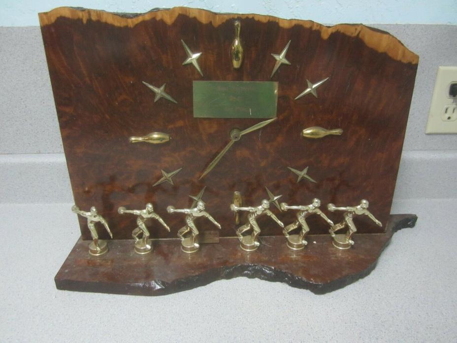 BOWLING TEAM TROPHY 1962-63  REDWOOD BURL WELBY ELECTRO CLOCK WORKS!