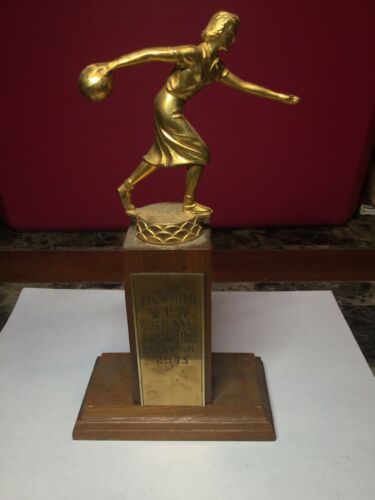 Vintage Bowling Trophy W.B.A. Team Champions 1957-58 Wyoming County NY