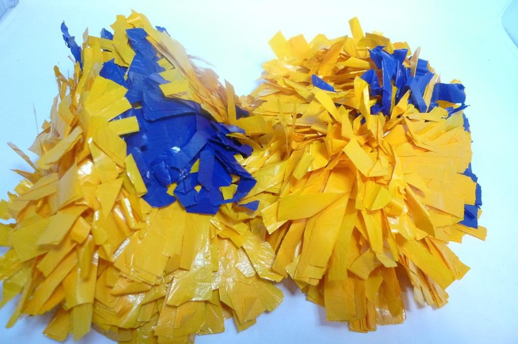 Yellow Navy Blue Cheerleading Poms for Halloween Costume CranBarry