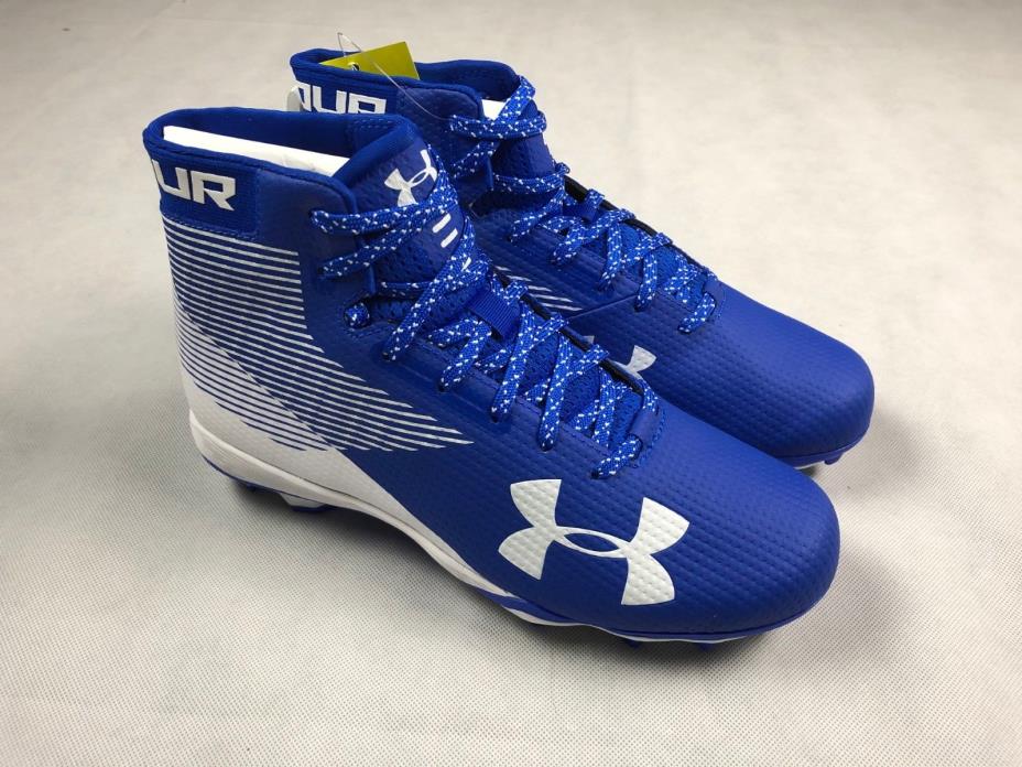 UNDER ARMOUR MENS 9 UA HAMMER MC FOOTBALL CLEATS BLUE WHITE 1289775-411 H4