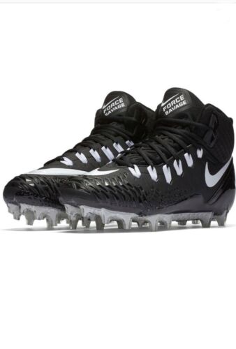 New Nike Force Savage Pro Football Cleats Size 12 Black White 880144-010