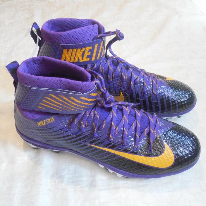 Nike Mens 13 Lunarbeast Elite TD Football Cleats Shoes Purple Yellow Nikeskin