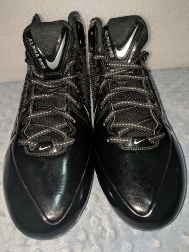 Nike 599025-002 Alpha Pro 3/4 D Black Football Cleats Shoes Men's Size 14