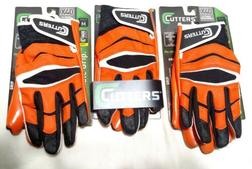 Cutters X-40 C-Tack Receiver ORANGE BLACK Football Gloves Medium LARGE
