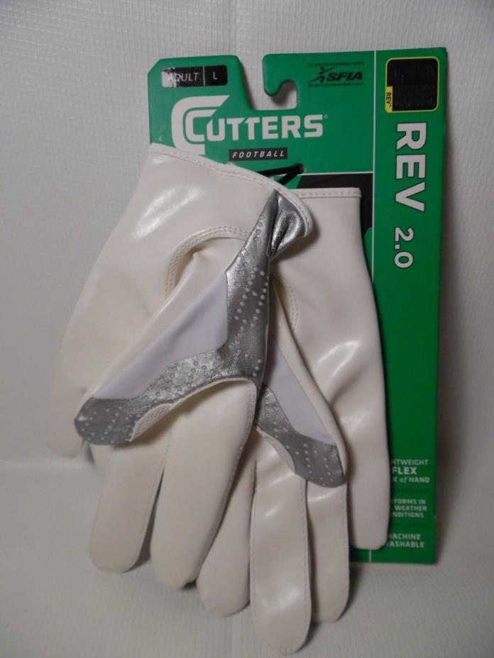 Cutters White Rev 2.0 Adult Football Receiver Gloves, Sizes Large L  NEW