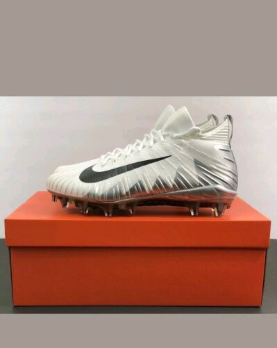 Nike Alpha Menace Elite PF Football Cleats Size 13 White Silver Black 877140-100