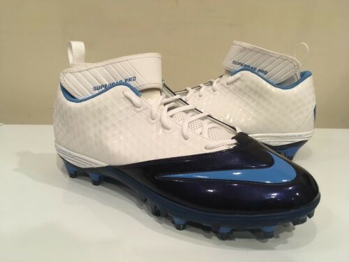 Nike 534994 Men's Lunar Superbad Pro TD Football Cleats Size 12.5 White Blue