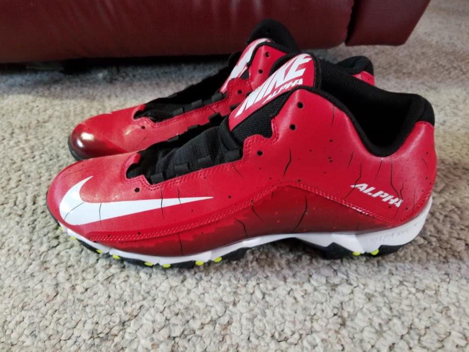 NIKE ALPHA SHARK 2 3 /4 FOOTBALL CLEAT 719952 610 Size 13  Red/Black BRAND NEW!!