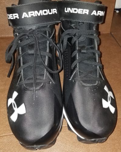 Under Armour UA Crusher RM Football Cleats 1258028-001 Black/White Mens Size 12