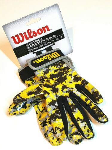Wilson Football Receiver's Gloves [*YOUTH* Small] Super-Grip Camo Yellow