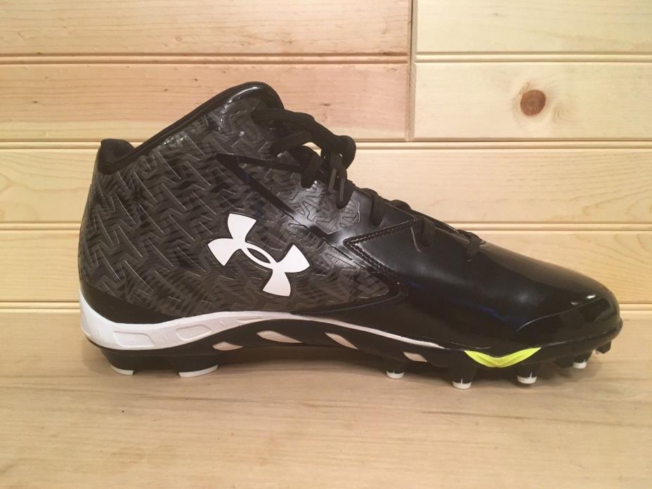 Under Armor Football Cleats Nitro Black/White ClutchFit Spine New Size 14