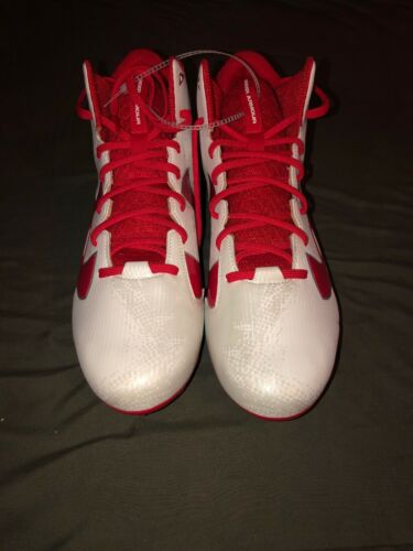 Under Armour 1283304-161 Mens UA Red White Mid MC FOOTBALL Cleats Size 15 New