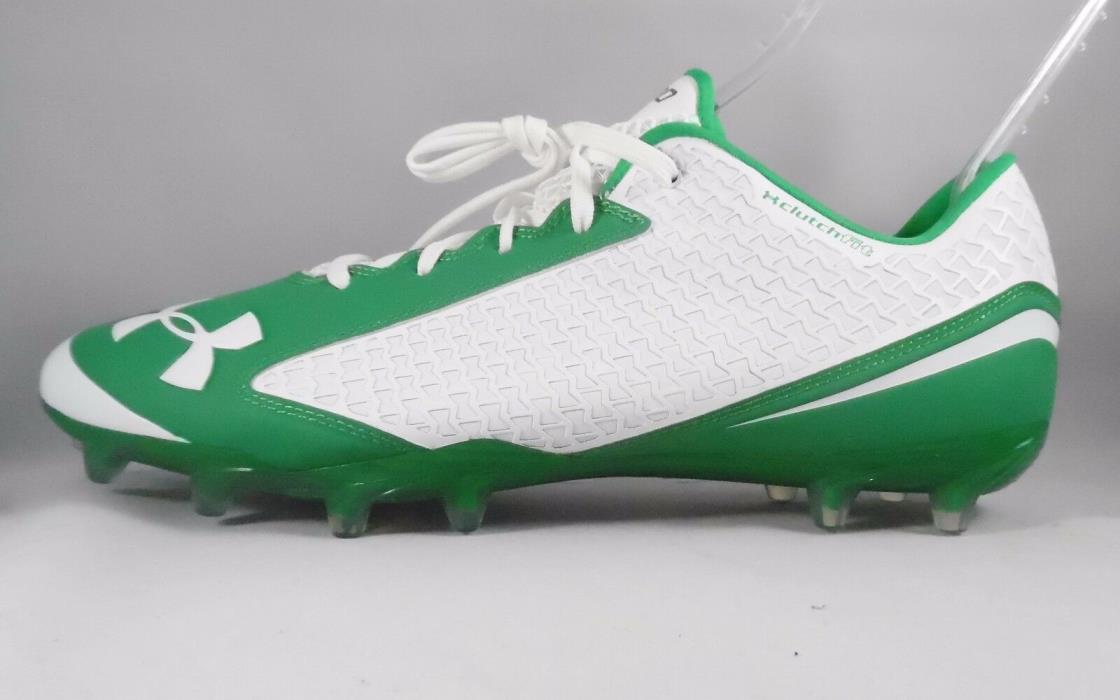 Under Armour mens white green low top football cleats clutch fit 4D size 14