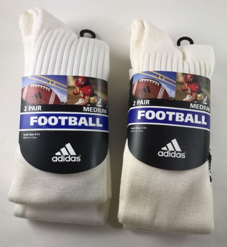 ADIDAS FOOTBALL SOCKS Medium 4 PAIRS (2 Packages of 2 Pairs) Sock Size 9-11 NEW!