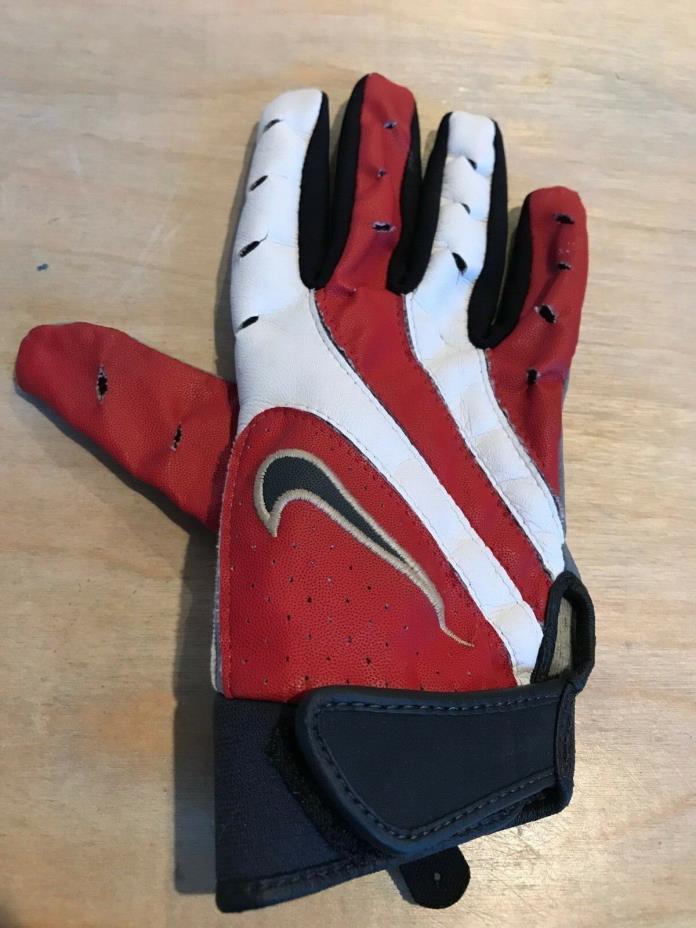 Nike Red, White & Black Football Receivers Glove Small - Right Glove