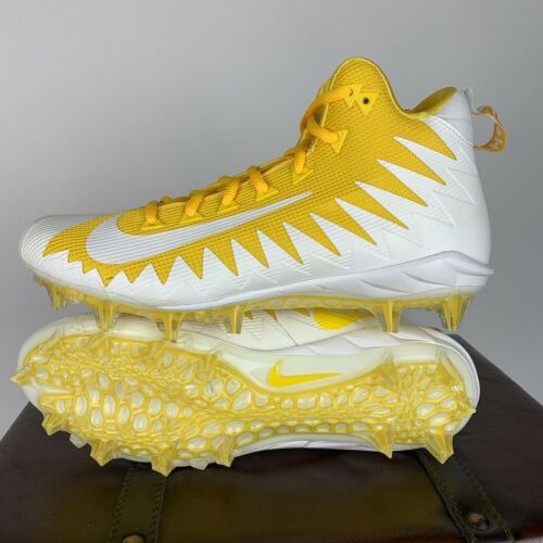 Nike Alpha Menace Pro Mid Men's Football Cleats White Yellow Size 9.5 871451-711