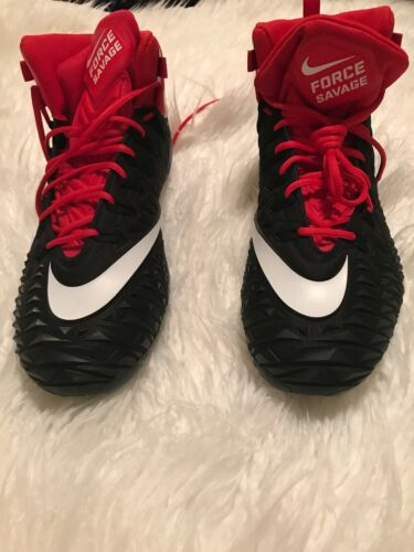 NWT Nike Mens Football Cleats Black Force Savage Pro black/white/red SIZE 15