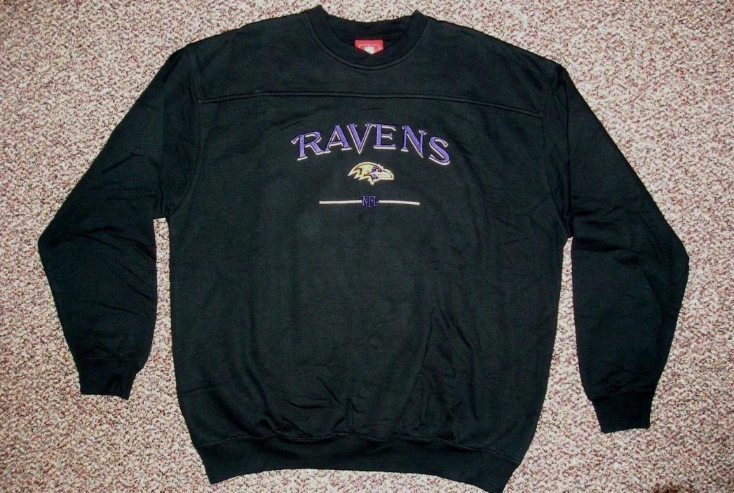 NEW Men's BLACK NFL Baltimore Ravens Crew Neck Sweatshirt Sz 2XL