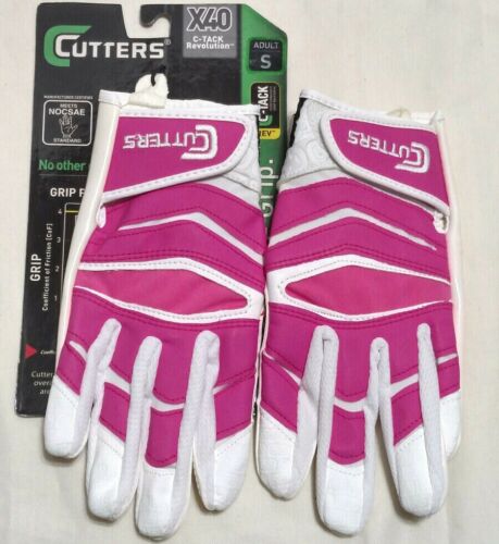 1 Cutters Gloves C-TACK Revolution X40 Football Receiver Gloves Pink White Small