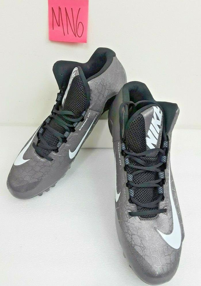 New Nike 725227-010 Alpha Strike 2 Football Cleats Mid Dark Grey Black Size 14
