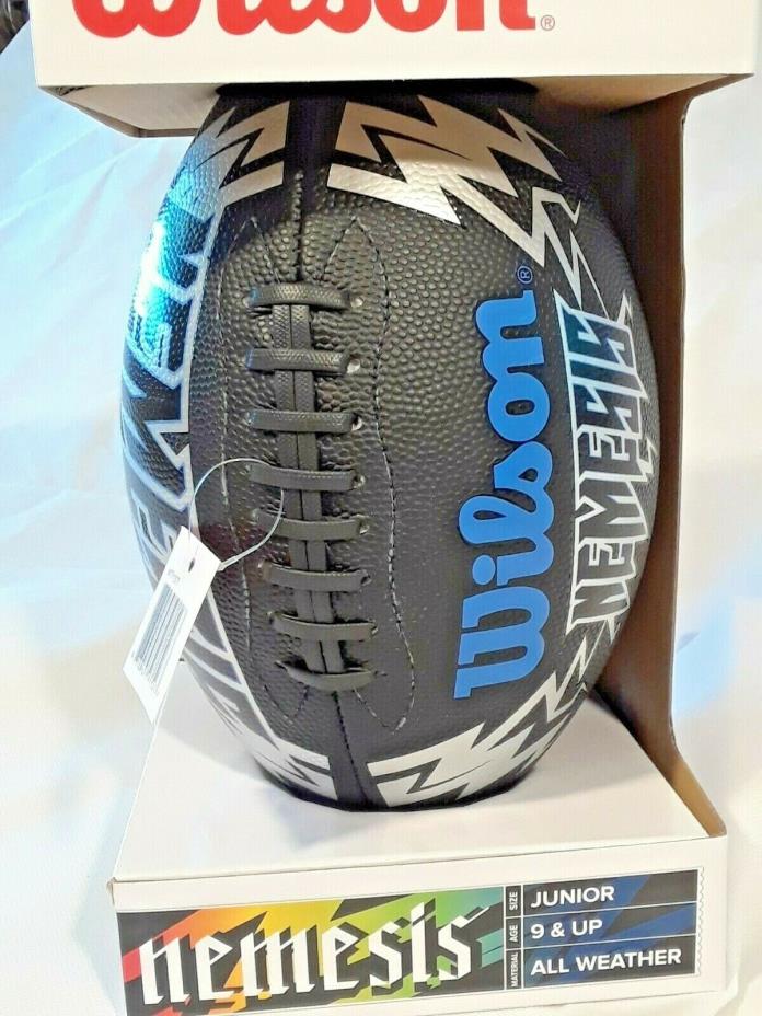 Wilson junior football NEMESIS BLACK BLUE SILVER NWT AGE 9 up all weather