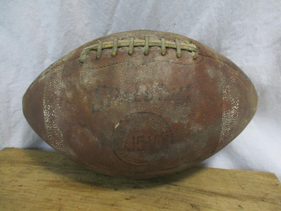 Vintage Spalding J5-V Leather Football w/Laces Official Intercollegiate Ball