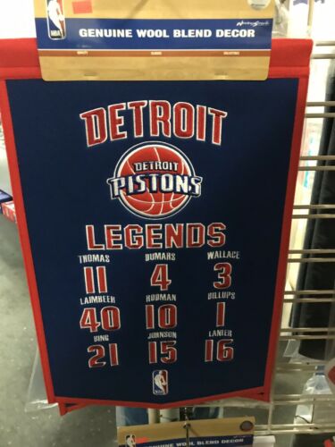 Detriot Pistons Legends Embroidered Wool Banner Pennant 14x22 Flag
