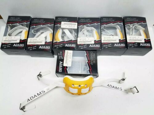 Lot of 7 Adams Hard Cup Football Helmet Chinstrap Yellow & White New Pro 100