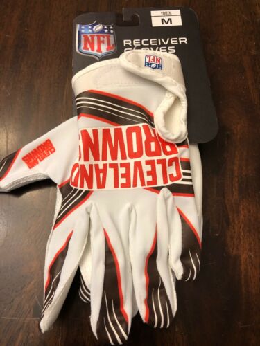 Cleveland Browns Franklin Youth Medium Receiver Gloves White Orange NWT!