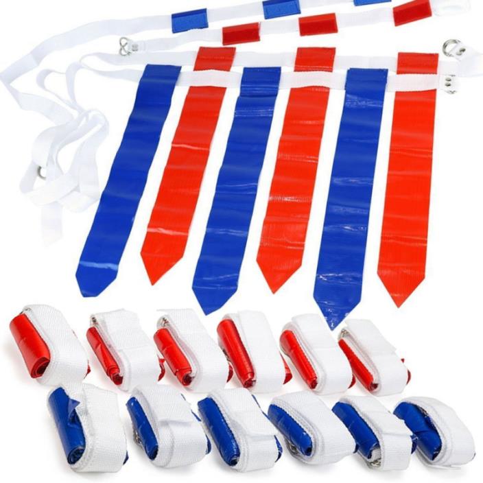 WYZworks 12 Player 3 Flag Football Set - 12 Belts with 36 Flags [ 18 RED & 18 BL