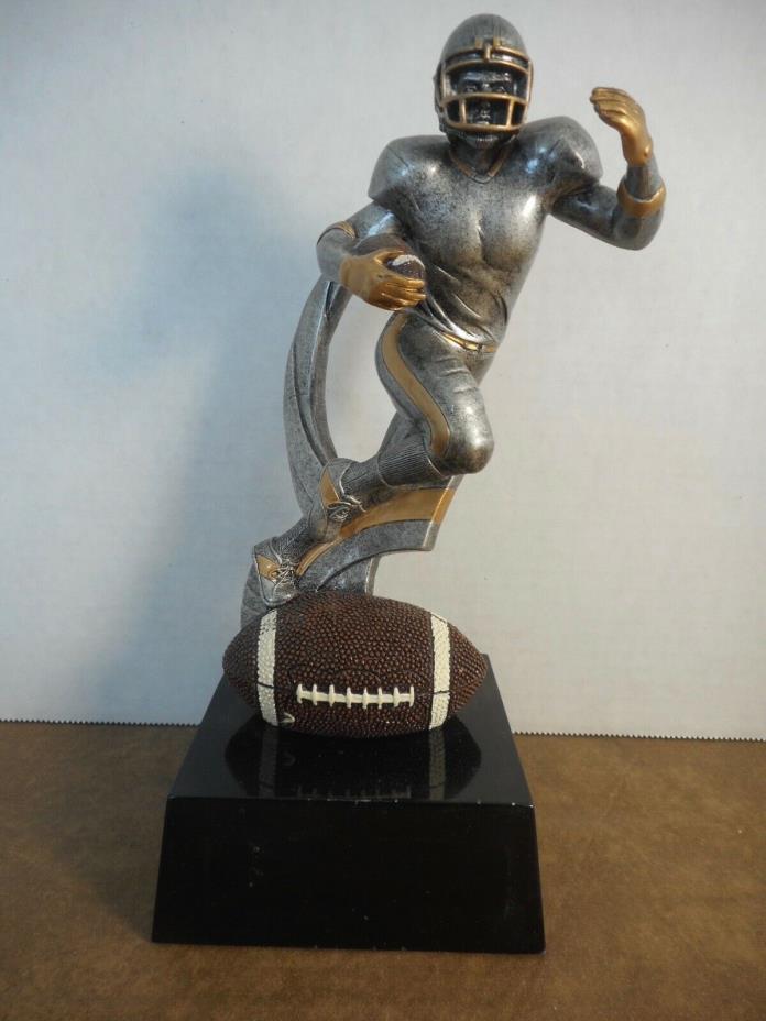 STAND UP FOOTBALL SILVER COLOR HEAVY RESIN AWARD TROPHY