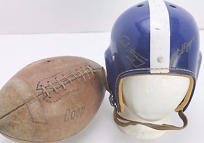 RARE NFL CFL JC HIGGINS Football Helmet White/Blue PAUL HORNUNG + Practice Ball