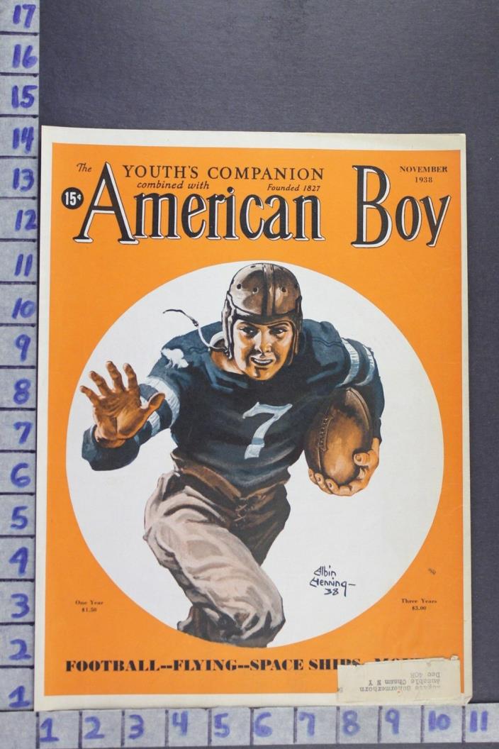 1938 ALBIN HENNING FOOTBALL HELMET JERSEY SPORTING ORIGINAL COVER ART COV055