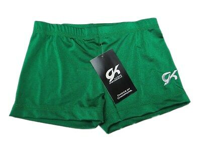 GK Elite Green Gymnastics Shorts - CXS Child Extra Small 0448