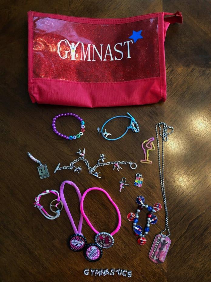 LOT Gymnastics GYMNAST jewelry Bracelets Charms Necklaces Chokers Bag