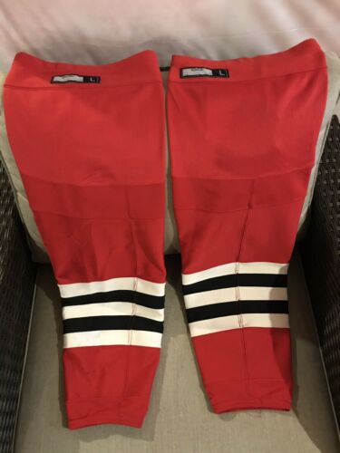 Chicago Blackhawks Red Reebok Edge Hockey Socks Large Pro Stock