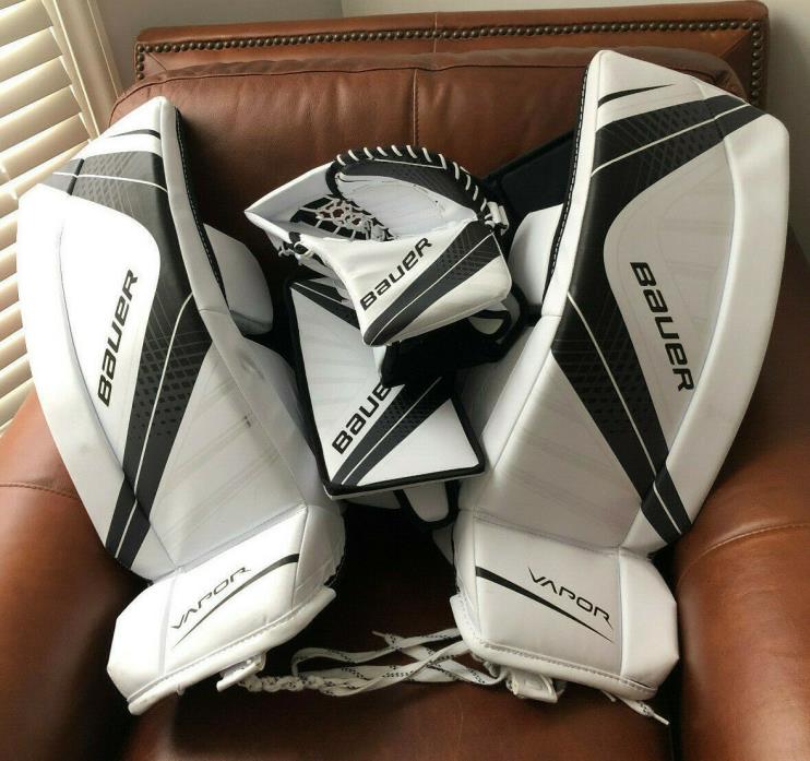 Bauer Vapor X700 Junior Size Medium Leg Pad And Blocker Set YOUTH GOALIE SET EUC