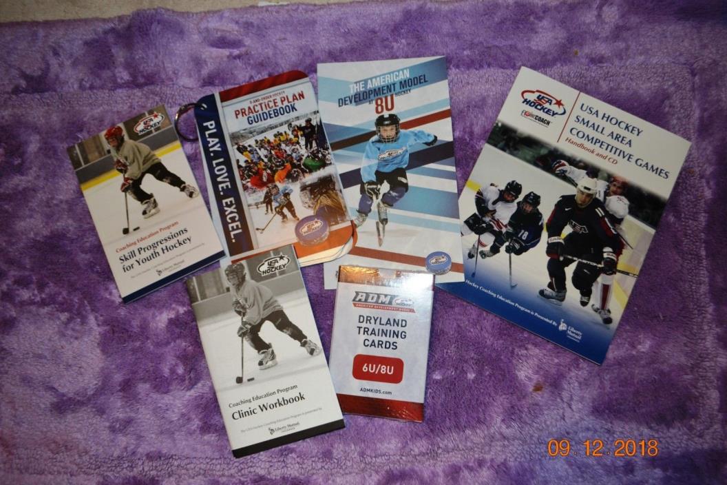 Lot USA Hockey ADM training/coaching materials: training cards, guidebook ..more
