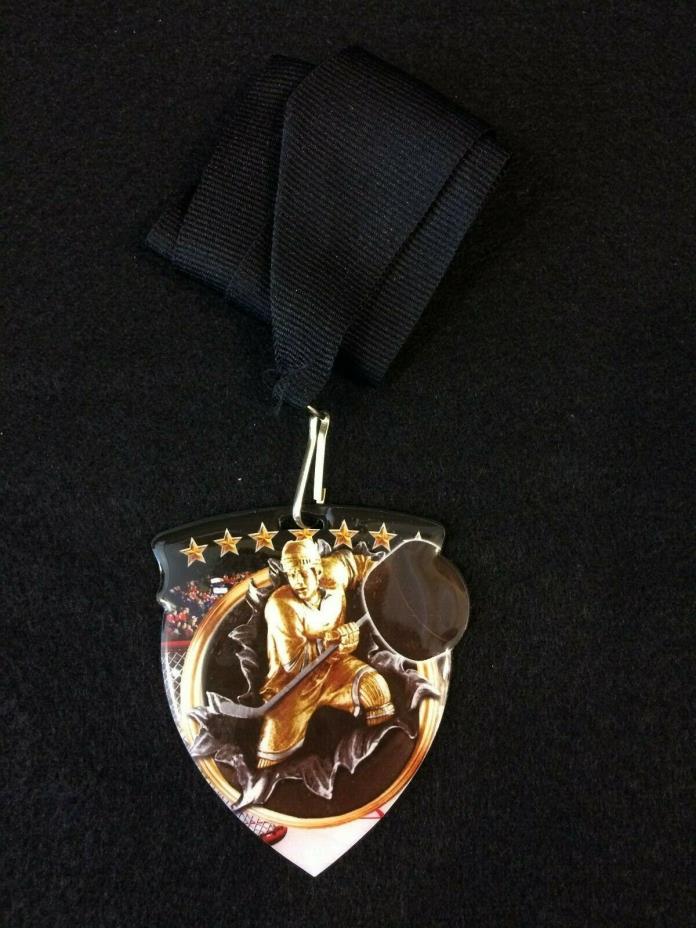 Youth Sports - 3D Hockey Medal with Black Neck Ribbon