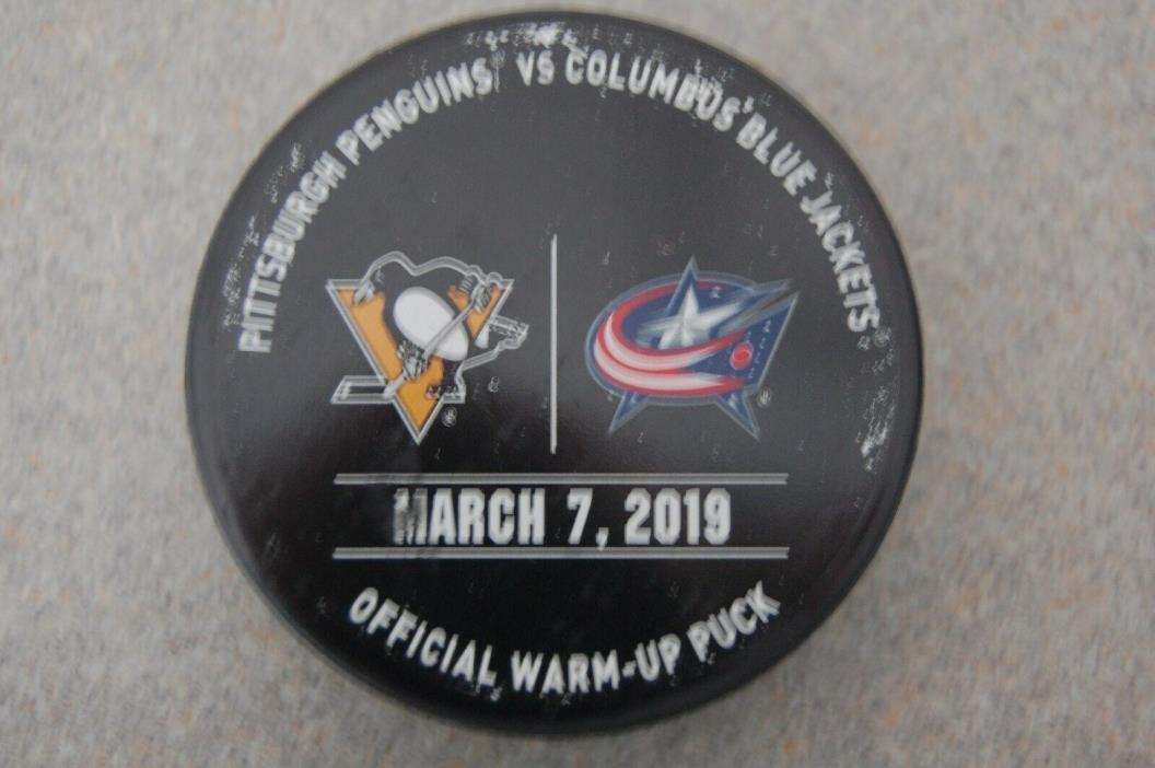 Columbus Blue Jackets Vs. Pittsburgh Penguins 2019 Official Warm Up Hockey Puck
