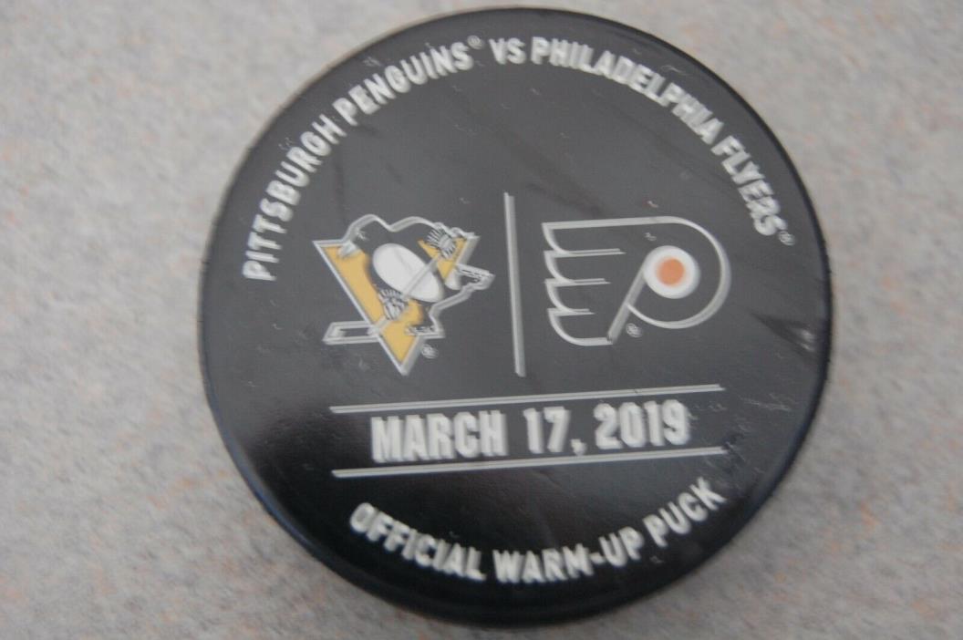 Philadelphia Flyers Vs. Pittsburgh Penguins 2019 Official Warm Up Hockey Puck