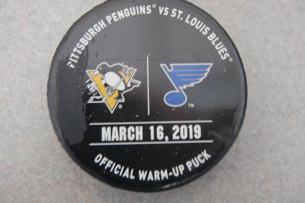 St Louis Blues Vs. Pittsburgh Penguins 2019 Official Warm Up Hockey Puck
