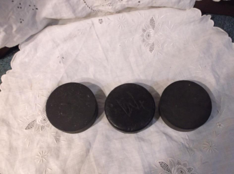 Vintage NHL Official  Hockey Puck With Two Unmarked Hockey Pucks