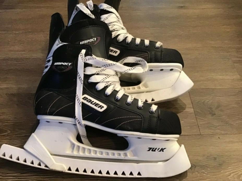 Bauer Impact 200 White Ice TUUK Fast Steel Black Hockey Skates Size US M 9.5