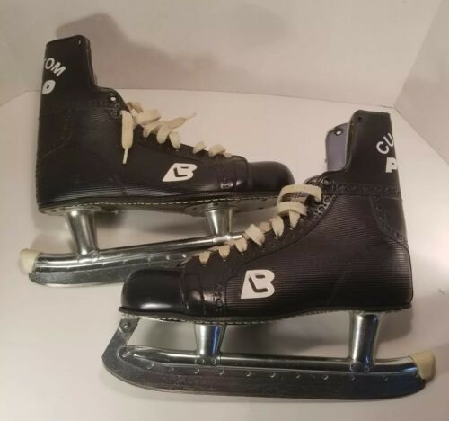 Vintage Bauer Custom Pro Ice Skates NHL approved. Made in USA. Mens Size 8.