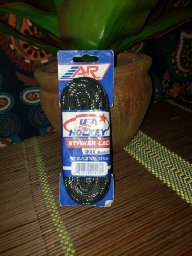 A&R Sports USA Hockey Laces - Waxed Striker Laces - Black 108 Inches