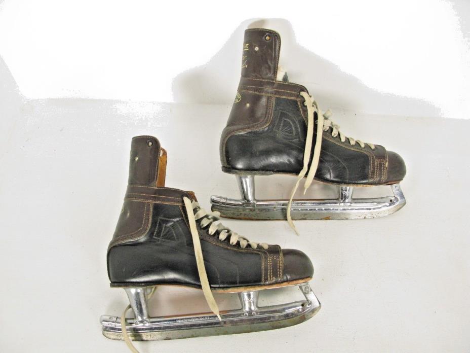 Vintage Gordie Howe Truline Superb 600 Ice Hockey Skates Leather NHL Sz 10.5