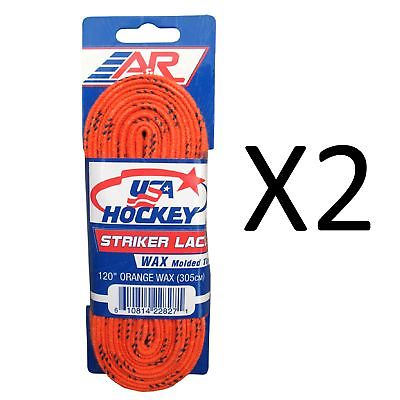 A&R Sports USA Hockey Laces - Waxed Striker Laces - Orange 120 Inches (2-Pack)
